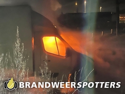 Vrachtwagen in brand BST A16 Li in Zevenbergschen Hoek